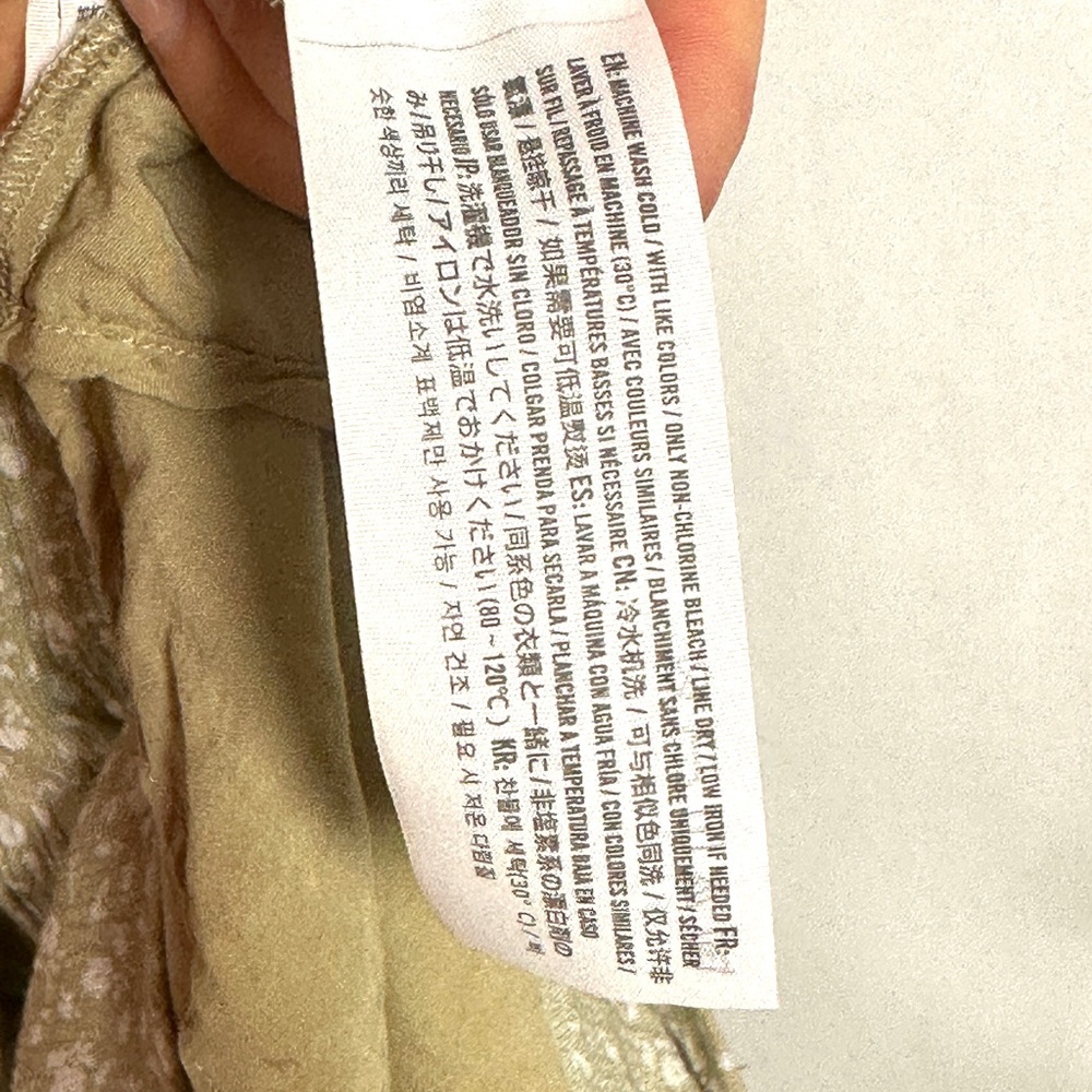 Abercrombie & Fitch Floral Viscose Maxi Dress Olive Green Smocked Strappy XS - Picture 7 of 9